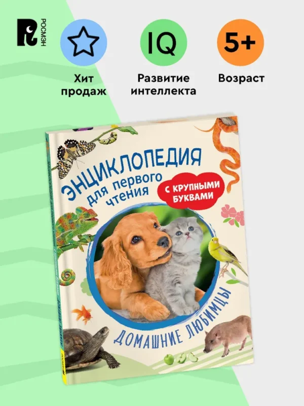 Домашние любимцы. Энциклопедия для первого чтения с крупными буквами.